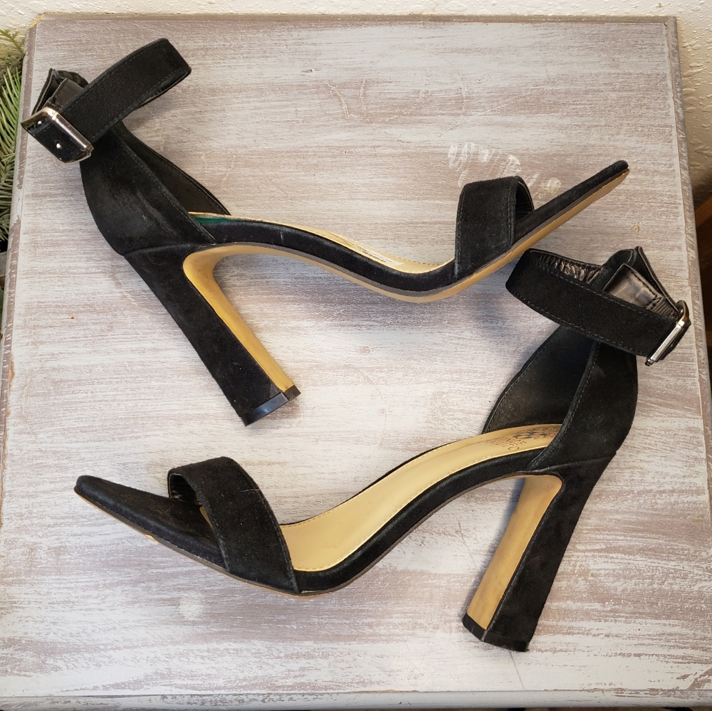 Vince Camuto Elegant Black Suede High Heel Sandals